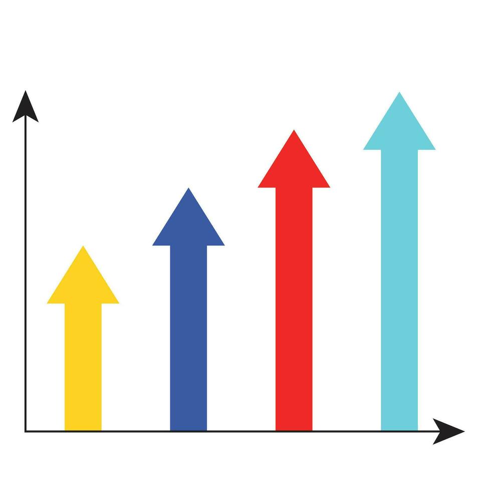 La Flèche croissance graphique. statistique infographie et infographie, vecteur illustration