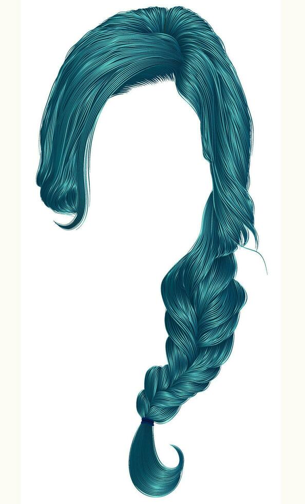 branché femmes Cheveux bleu Couleur . tresser . mode beauté style . vecteur