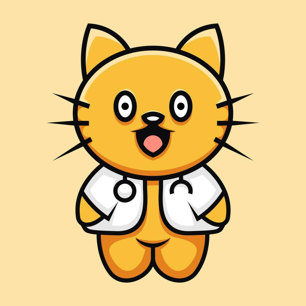 médecin mignonne chat personnage logo vecteur