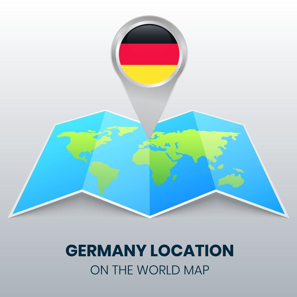 icône de localisation de l'allemagne sur la carte du monde, icône d'épingle ronde de l'allemagne vecteur