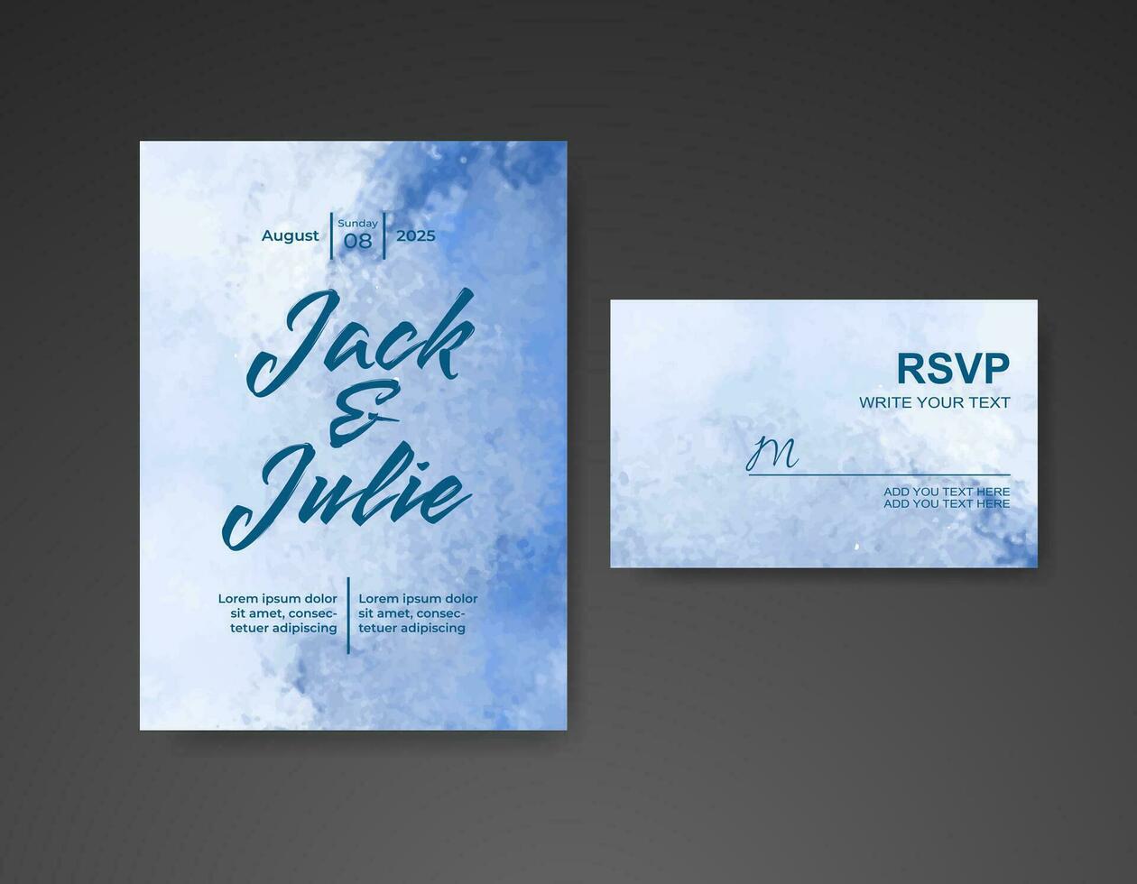 invitation de mariage avec fond aquarelle abstraite vecteur