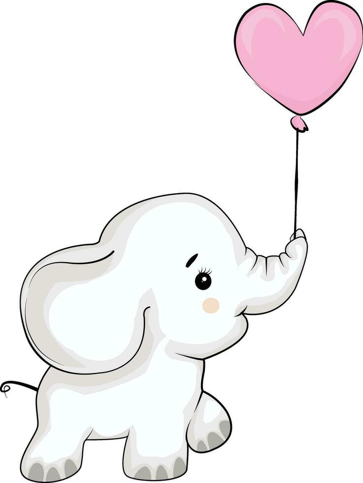 mignonne dessin animé l'éléphant avec une ballon vecteur