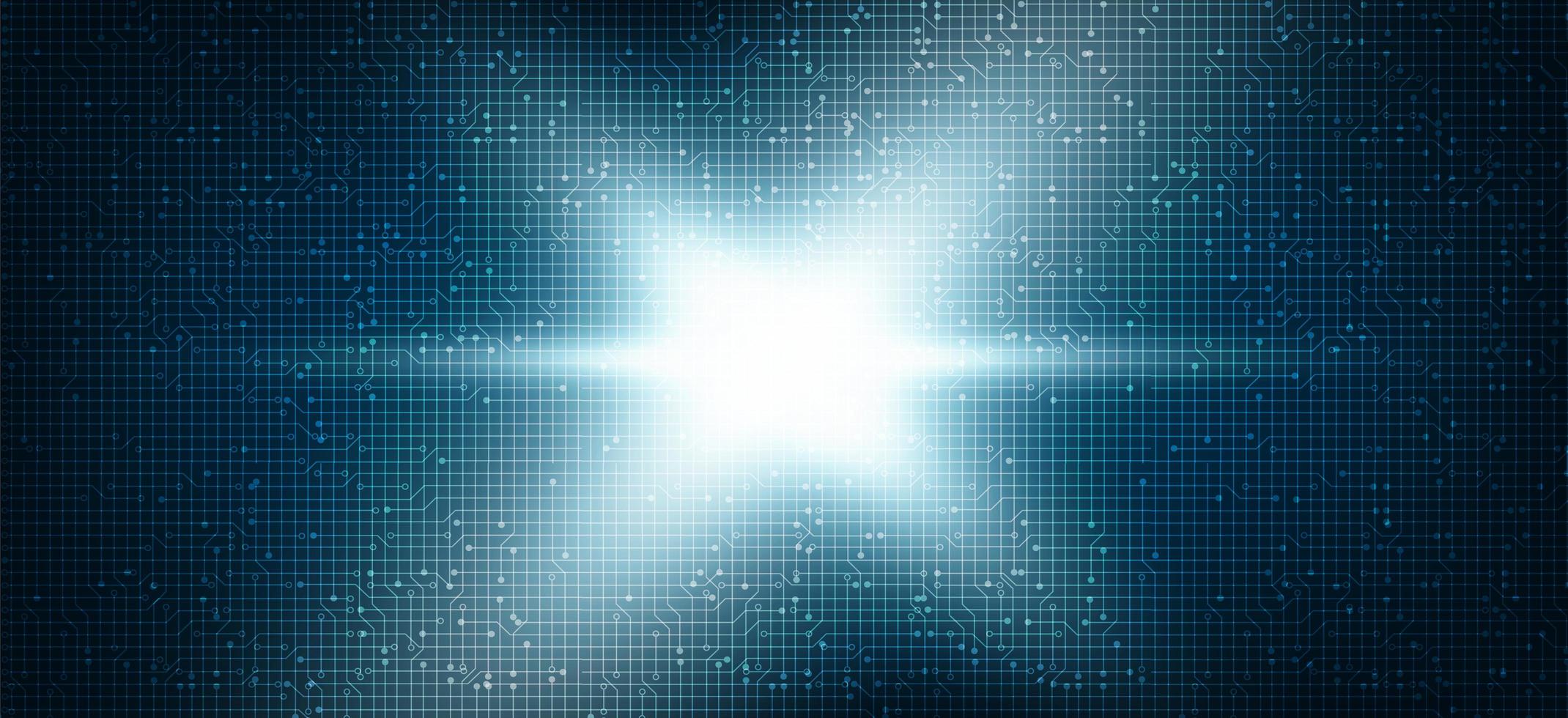 technologie de micropuce de circuit lumineux en étoile sur fond bleu futur, conception de concept numérique et réseau de haute technologie, espace libre pour la saisie de texte vecteur