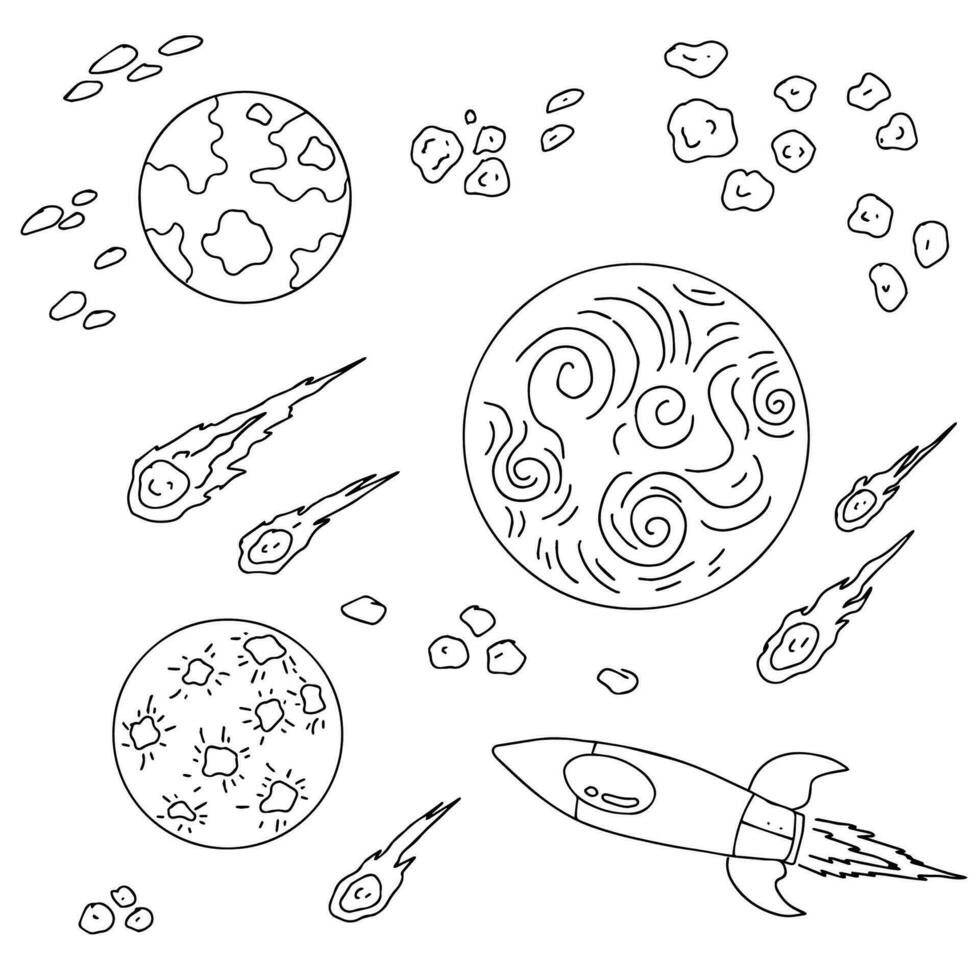 conception illustration espace planète coloration page pour enfant vecteur