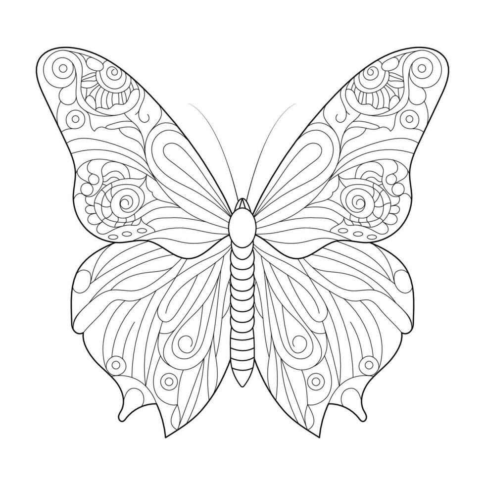 contour dessin de une papillon. adulte ou enfants coloration livre. insectes. vecteur