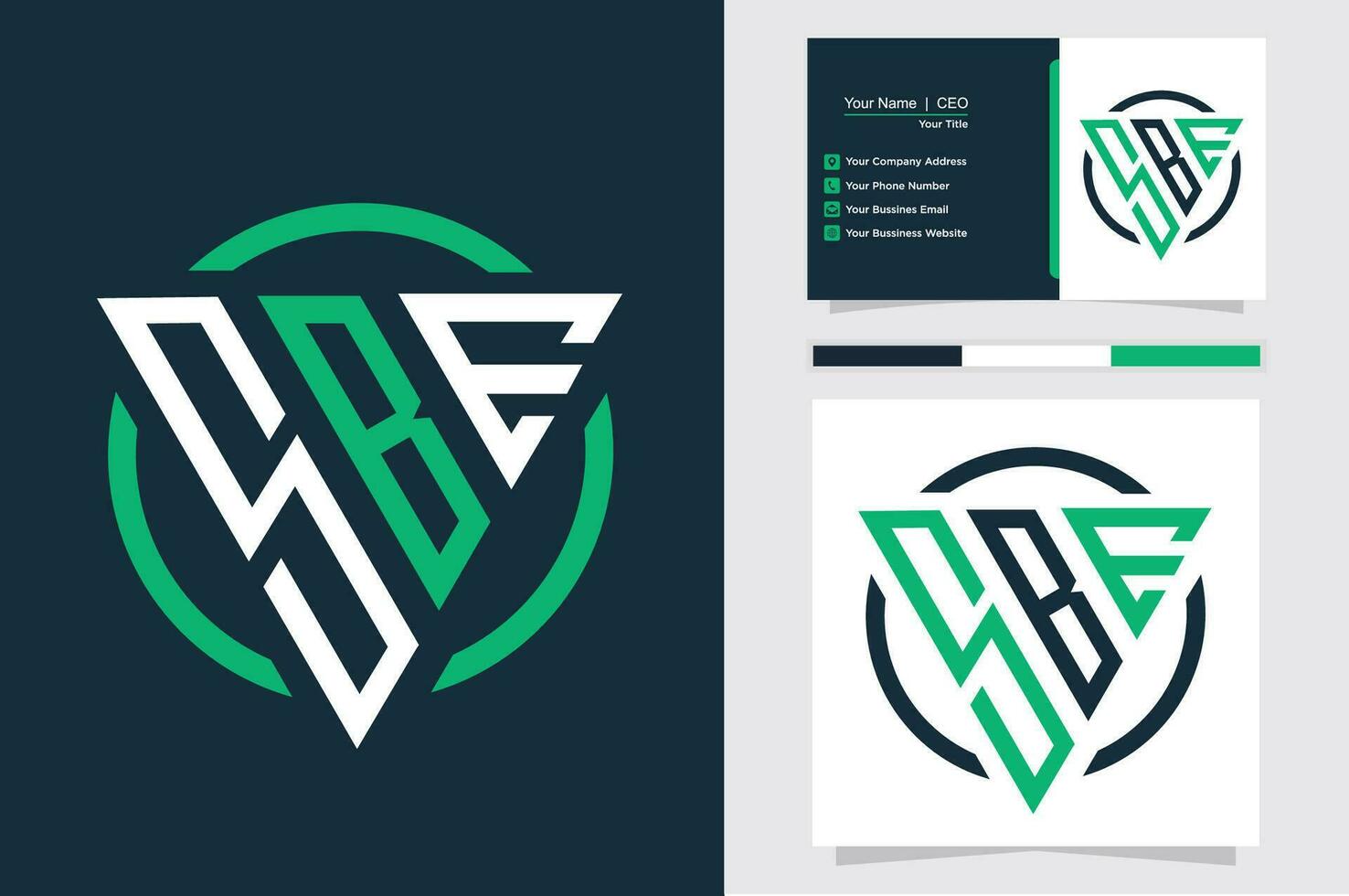 initiale lettre s b e Triangle monogramme moderne logo vert et blanc Couleur vecteur