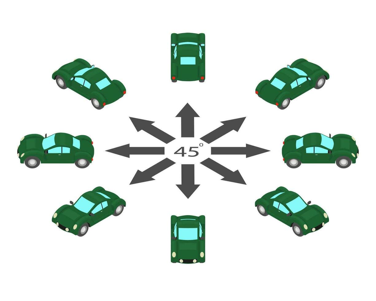 rotation de le vieux courses voiture par 45 degrés. vecteur