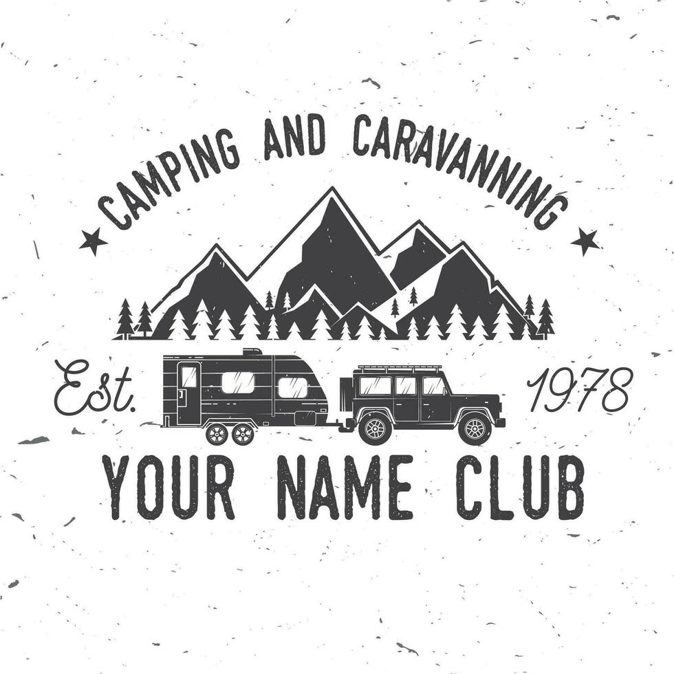 camping-car et caravaning club. illustration vectorielle. vecteur