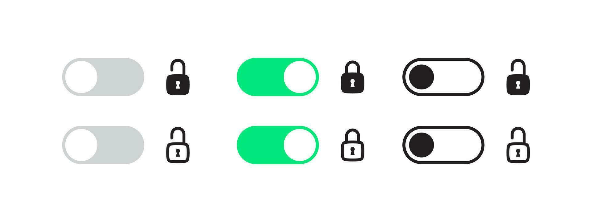 basculer Icônes. Icônes de interrupteurs avec serrures. vecteur évolutif graphique