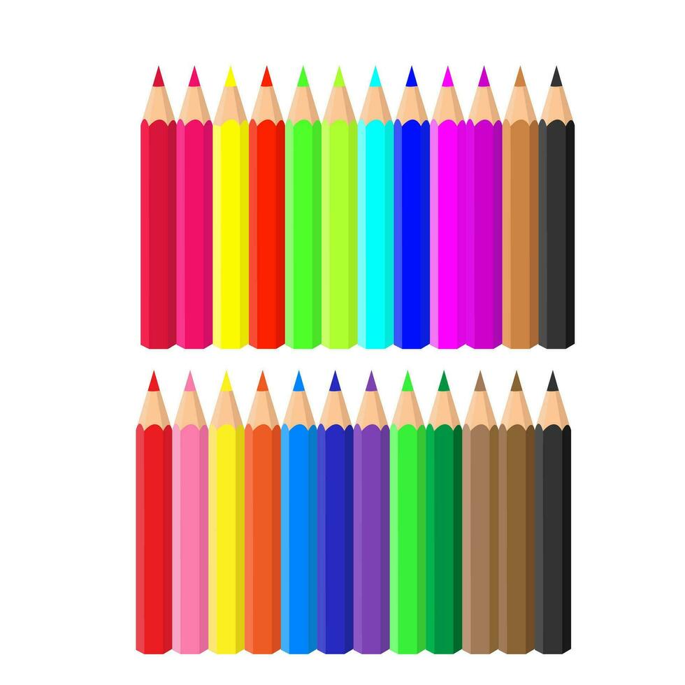 coloré des crayons set.neon couleurs.kids école papeterie griffonnages tiré par coloré crayons.vecteur illustration vecteur
