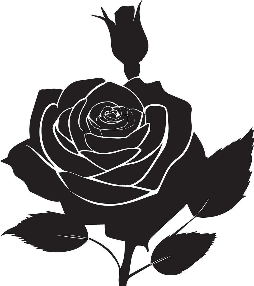 Rose avec bourgeon vecteur silhouette illustration