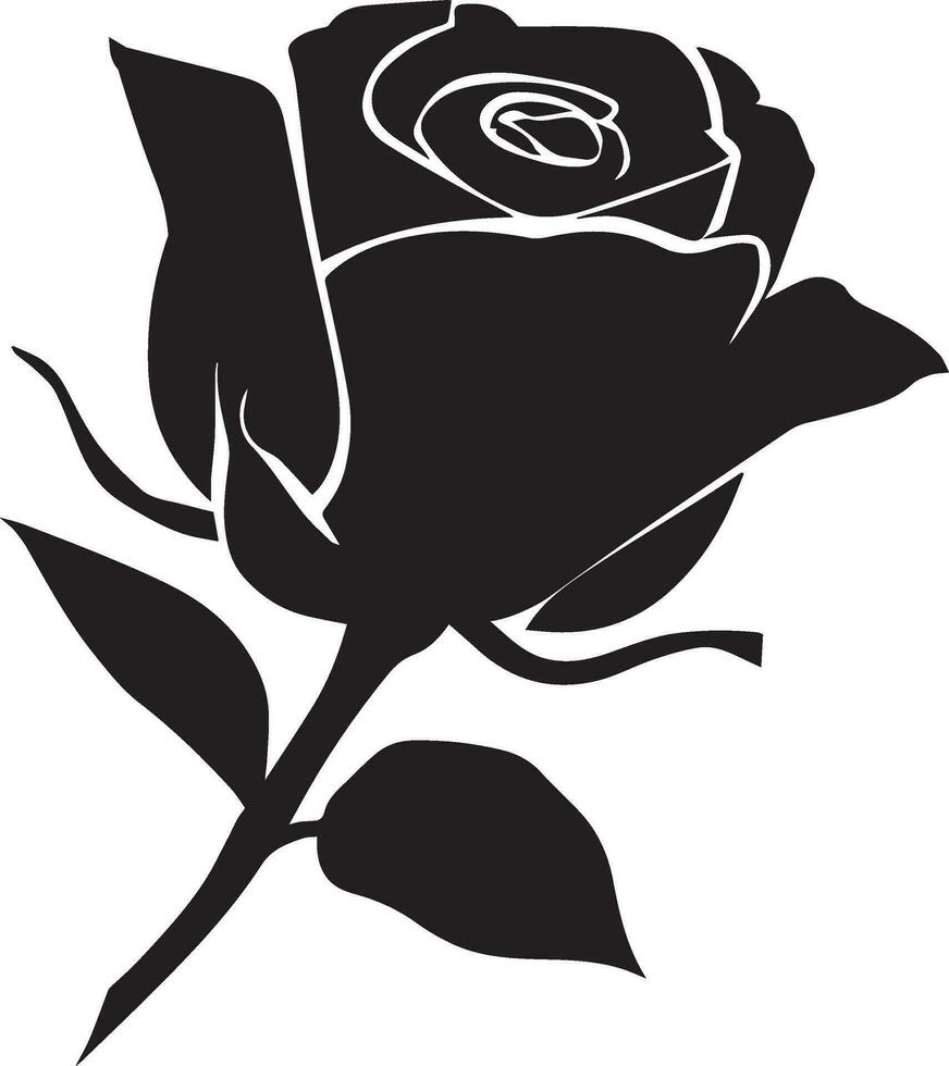 Rose avec bourgeon vecteur silhouette illustration