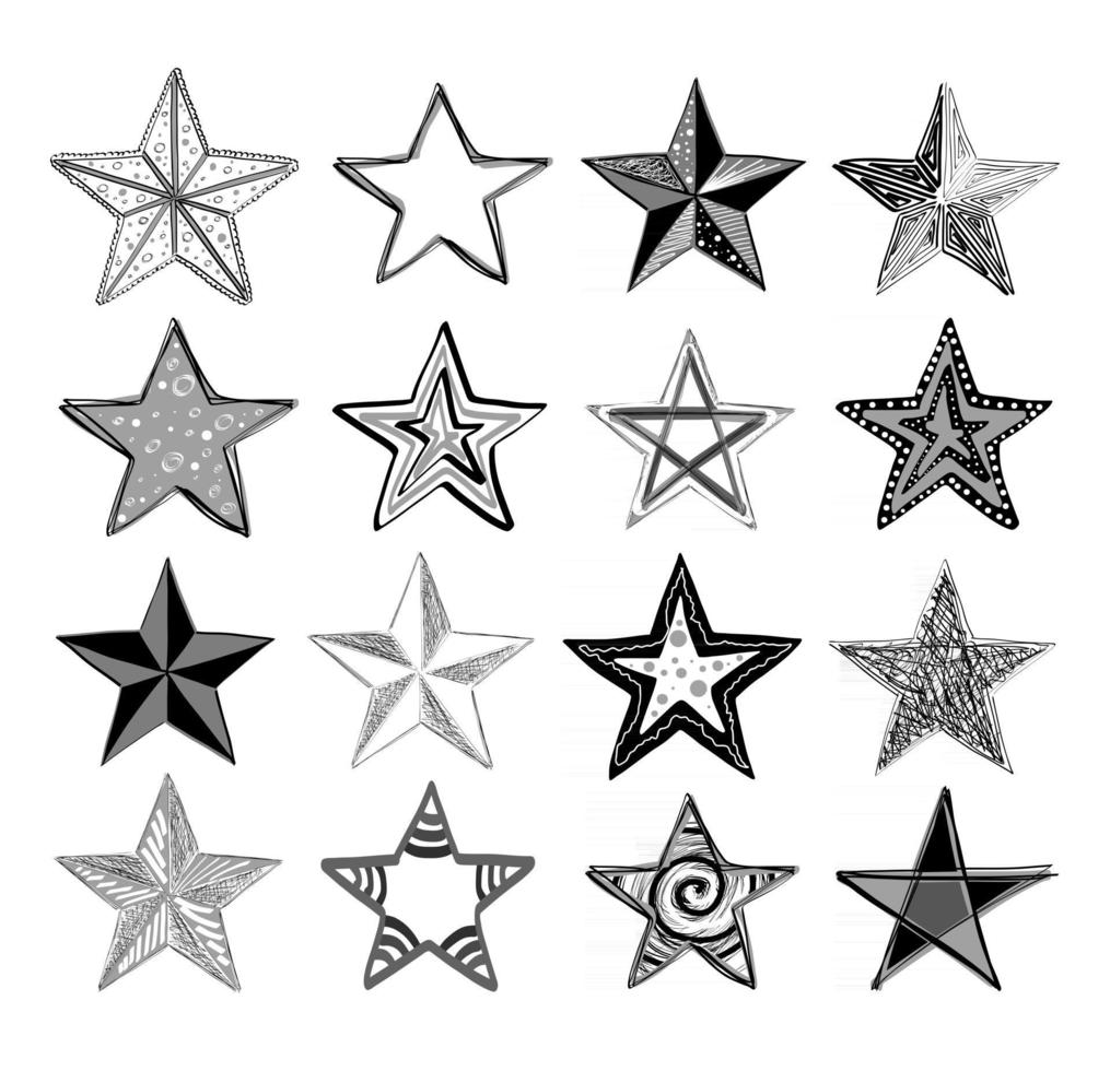 collection vectorielle d'étoiles de doodle dessinés à la main. vecteur