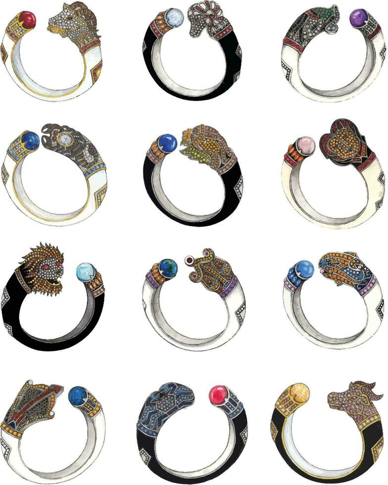 bijoux conception zodiaque signe bracelet main dessin et La peinture faire graphique vecteur. vecteur