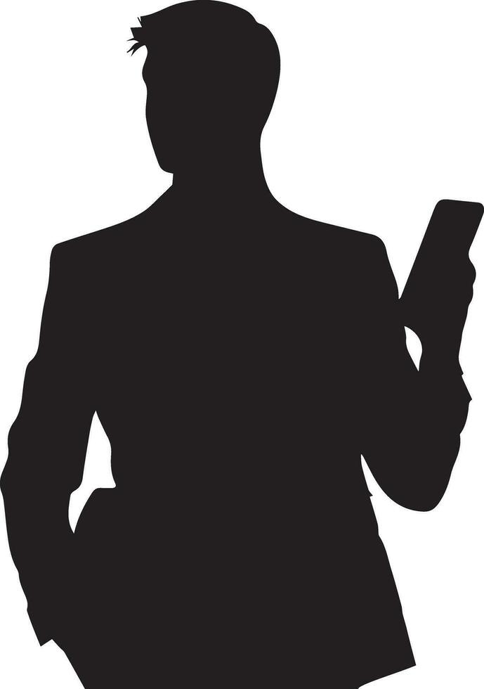 affaires homme supporter avec téléphone portable vecteur silhouette