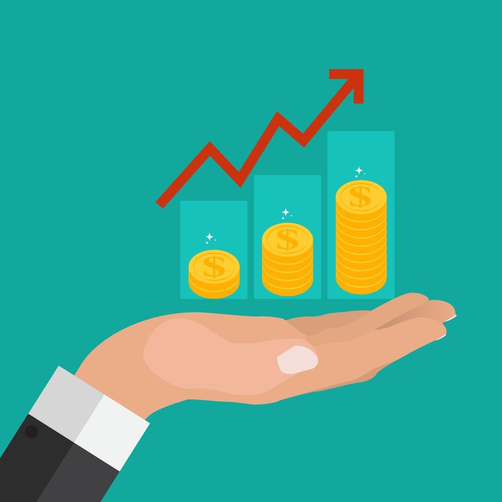 concept de croissance financière. finance la performance du retour sur investissement roi avec flèche. illustration vectorielle vecteur