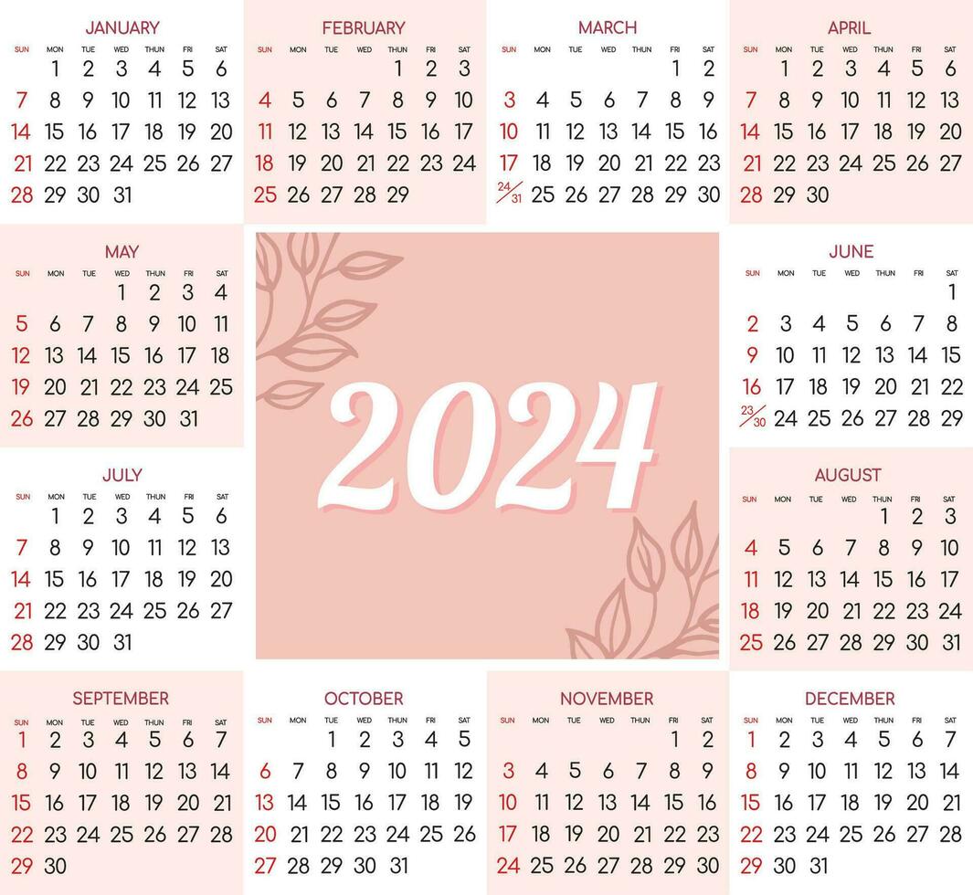 calendrier 2024 - tout mois - nationale vacances. calendrier