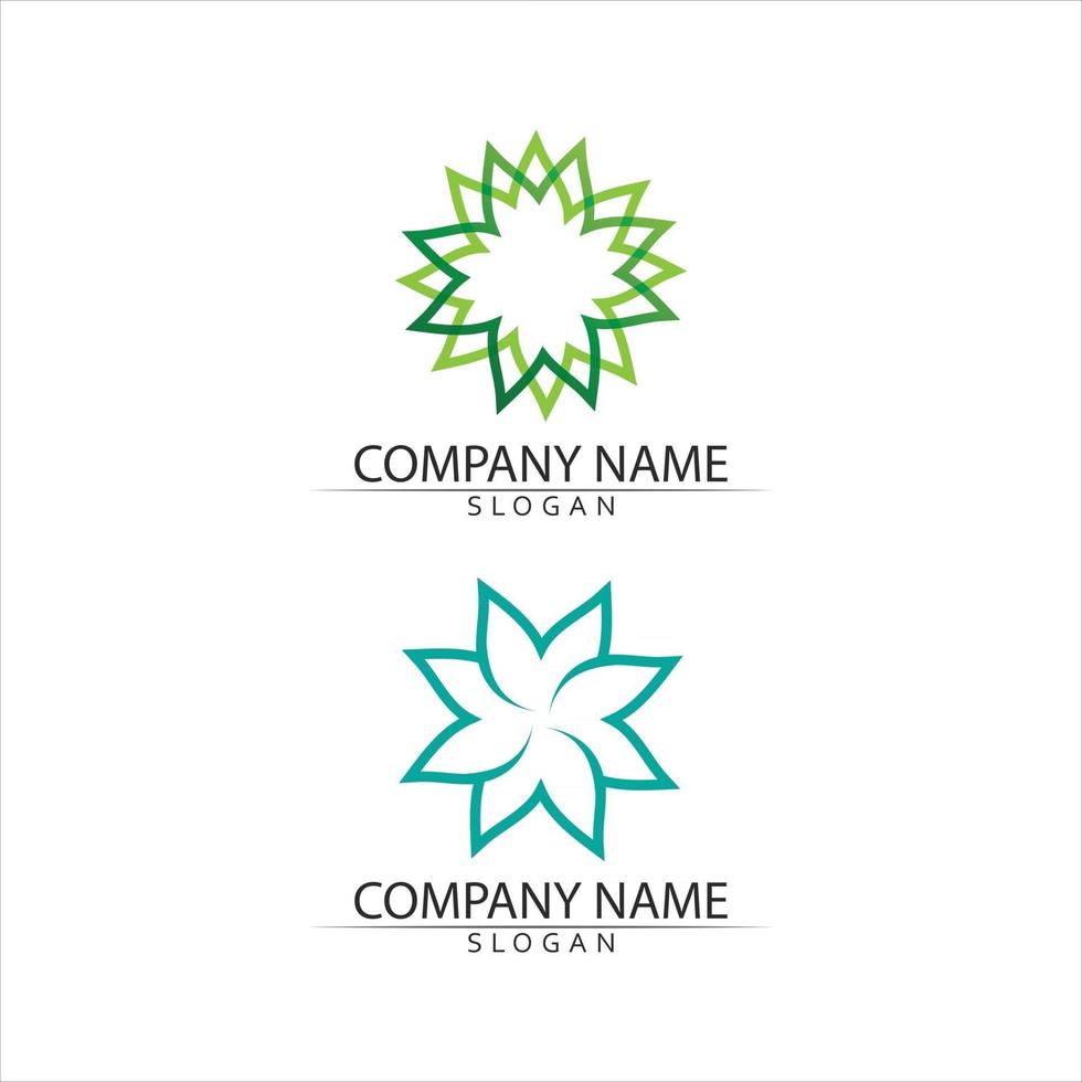 vecteur de feuilles de plantes et d'arbres et concept convivial de conception de logo vert