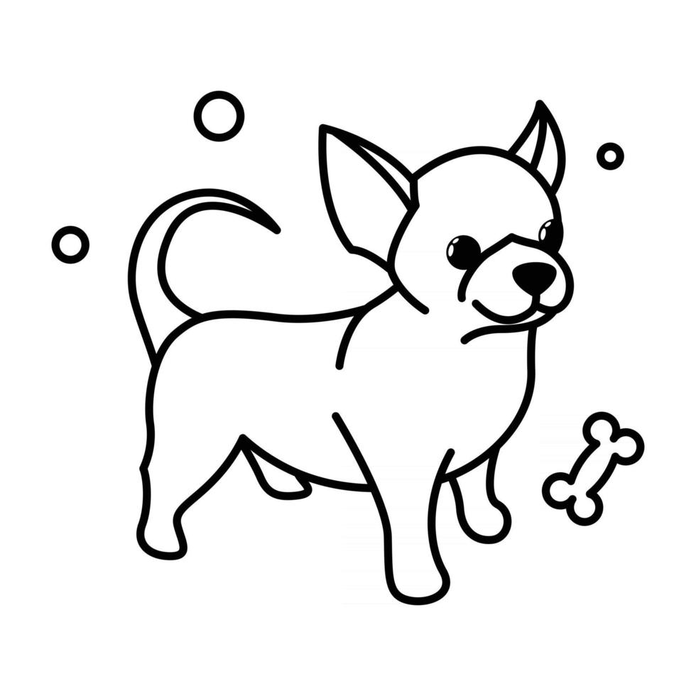 icône d'illustration vectorielle de dessin animé mignon d'un chien chiot chihuahua. c'est le style de contour. vecteur