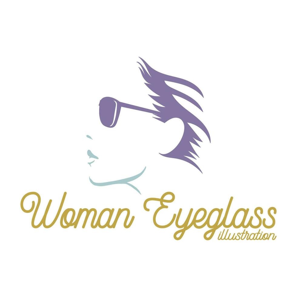 jolie beauté femme fille Dame femelle avec tendance style monocle ou des lunettes pour optique boutique illustration vecteur