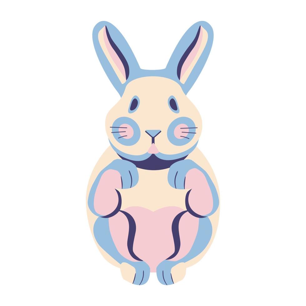 illustration stock de vecteur de lapin plat mignon