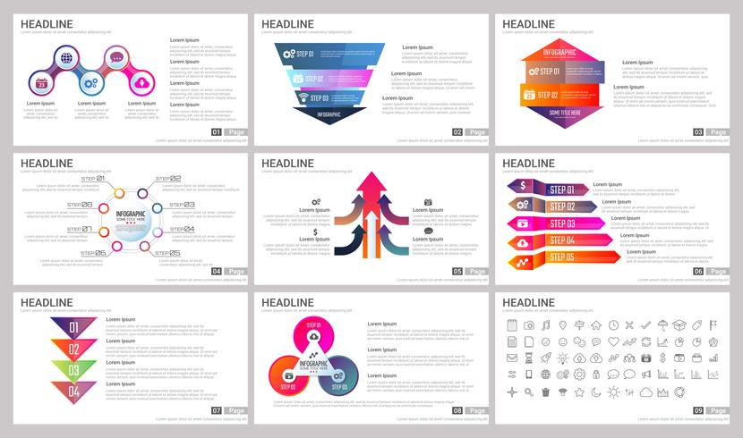 Éléments modernes d'infographie pour les modèles de présentations vecteur