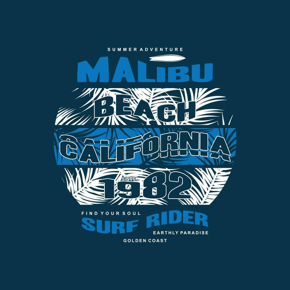 Malibu le surf cavalier graphique, typographie vecteur, plage thème illustration, bien pour impression t chemise et autre utilisation vecteur