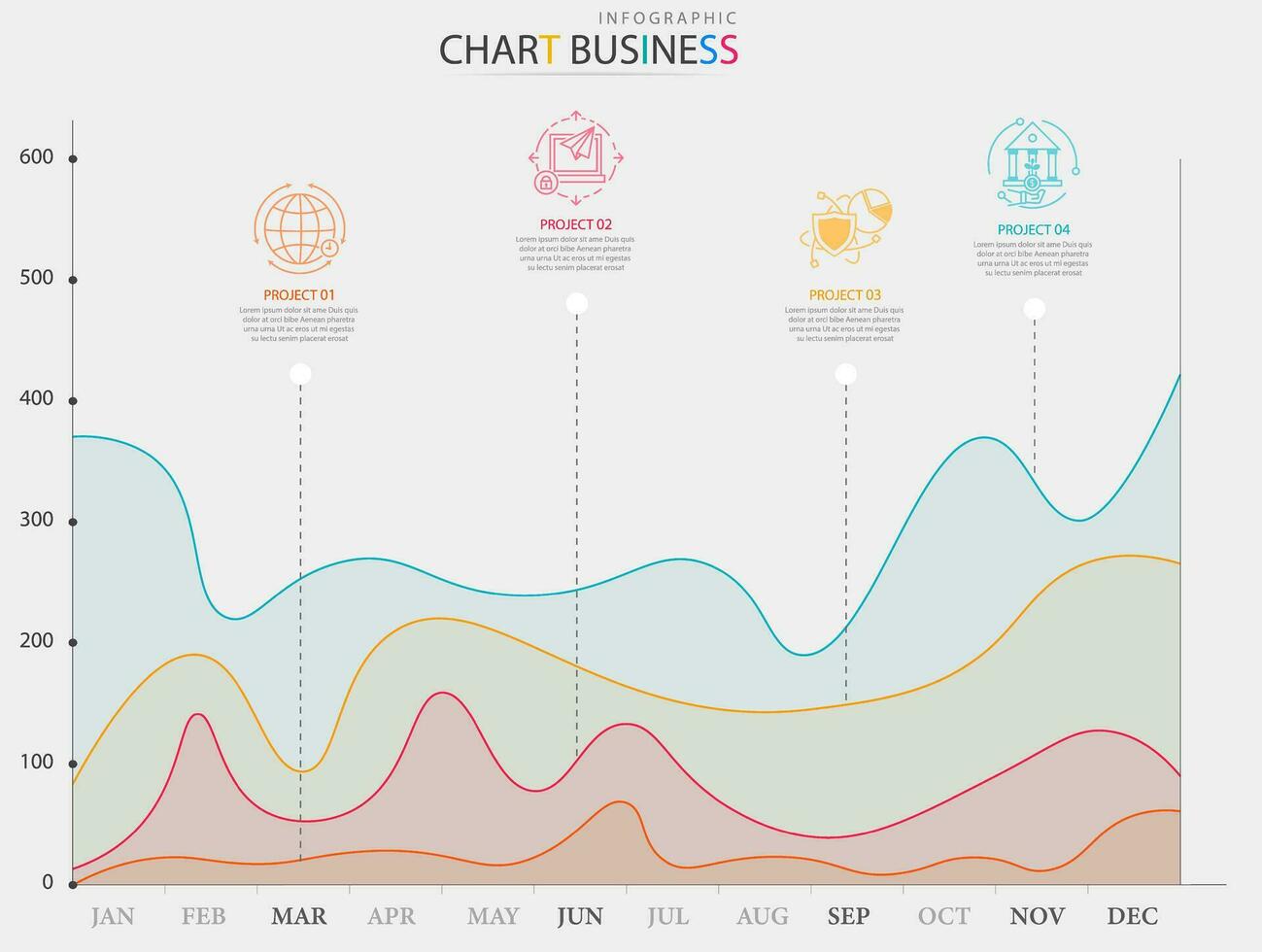 moderne infographie style avec interface.12 mois financier statistiques graphique. vecteur