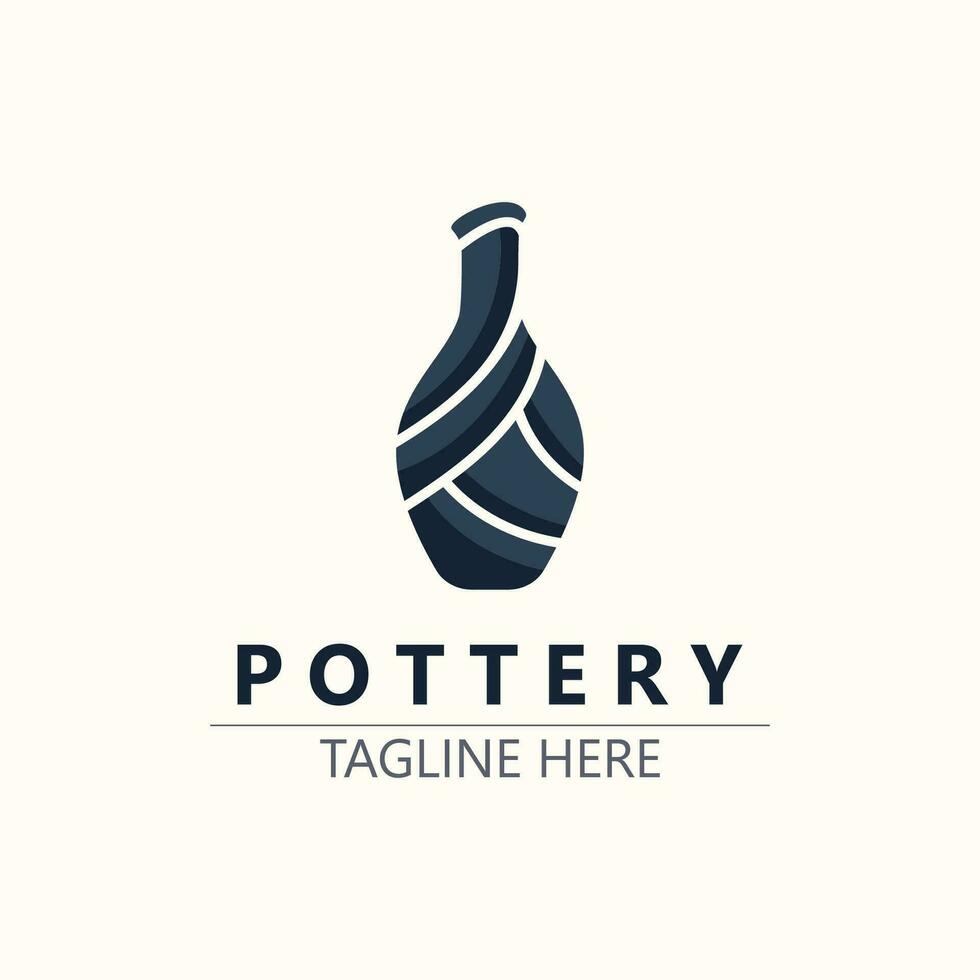 poterie logo conception Fait main, Créatif traditionnel agresser artisanat signe concept inspiration la nature atelier vecteur