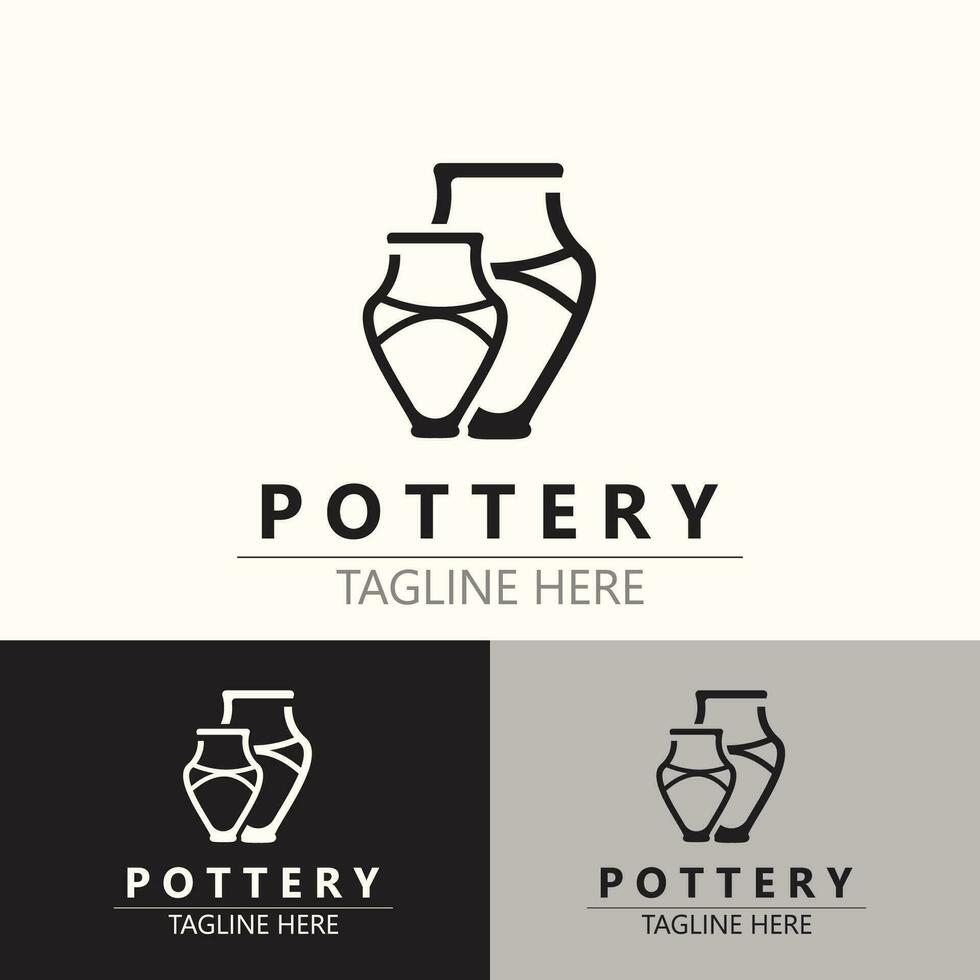 poterie logo conception Fait main, Créatif traditionnel agresser artisanat signe concept inspiration la nature atelier vecteur