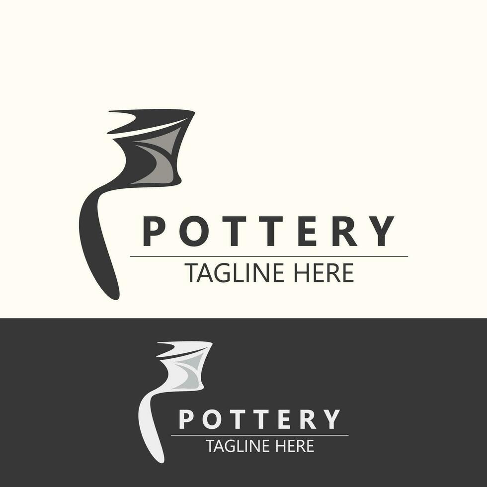 poterie logo conception Fait main, Créatif traditionnel agresser artisanat signe concept inspiration la nature atelier vecteur