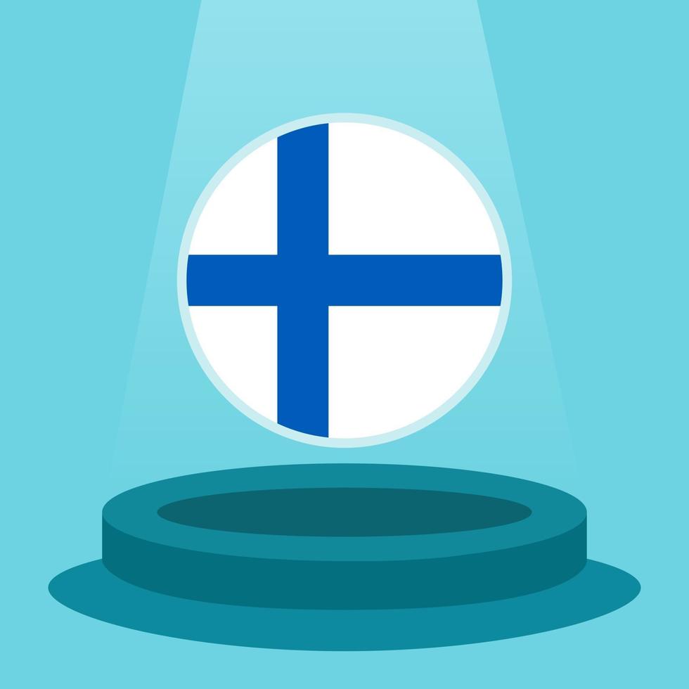 drapeau de la finlande sur le podium. style de design plat minimaliste simple. prêt à l'emploi pour l'événement de football, etc. vecteur