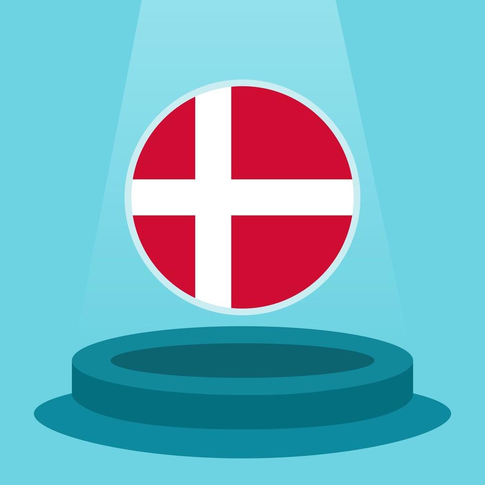 drapeau du danemark sur le podium. style de design plat minimaliste simple. prêt à l'emploi pour l'événement de football, etc. vecteur