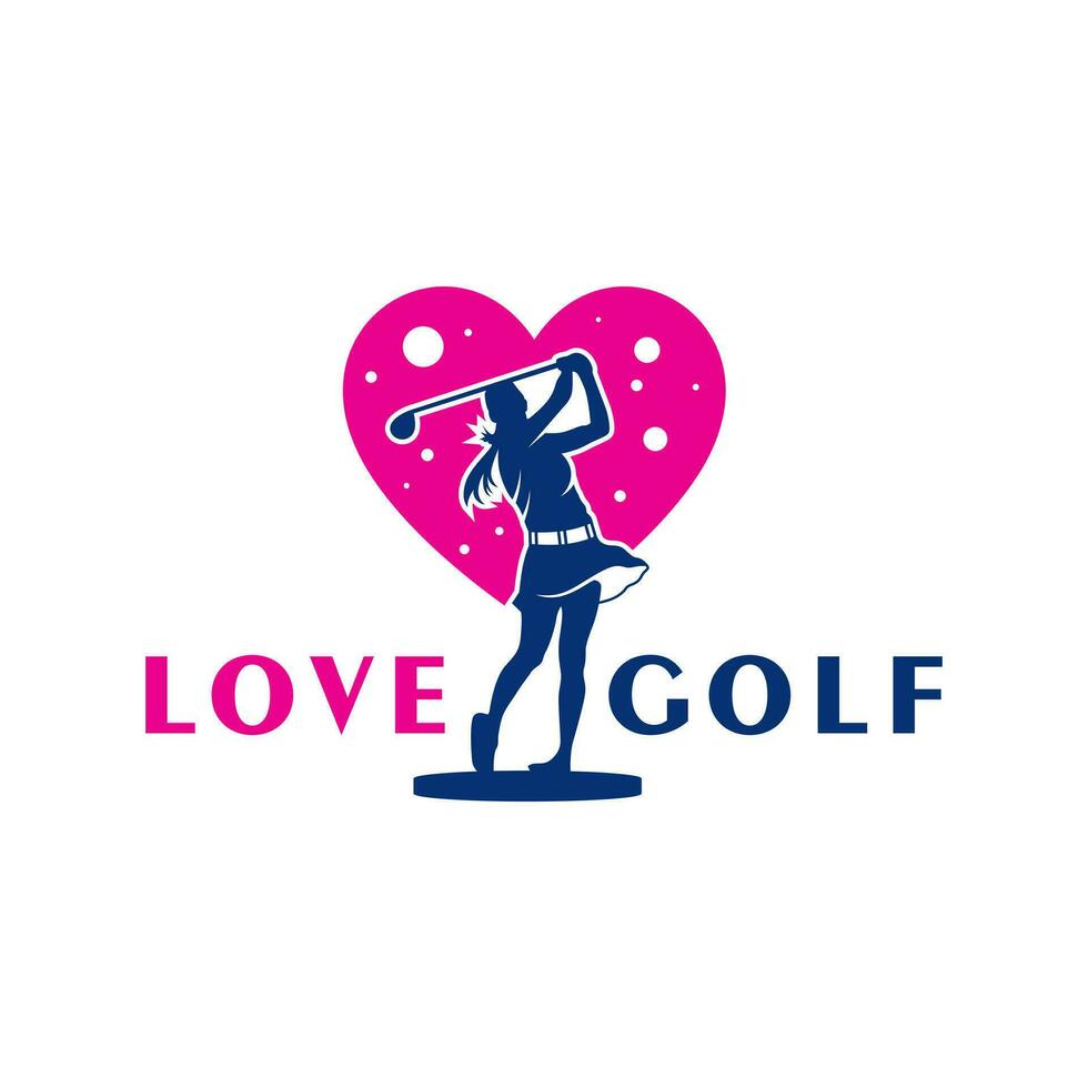 femme le golf sport l'amour logo vecteur