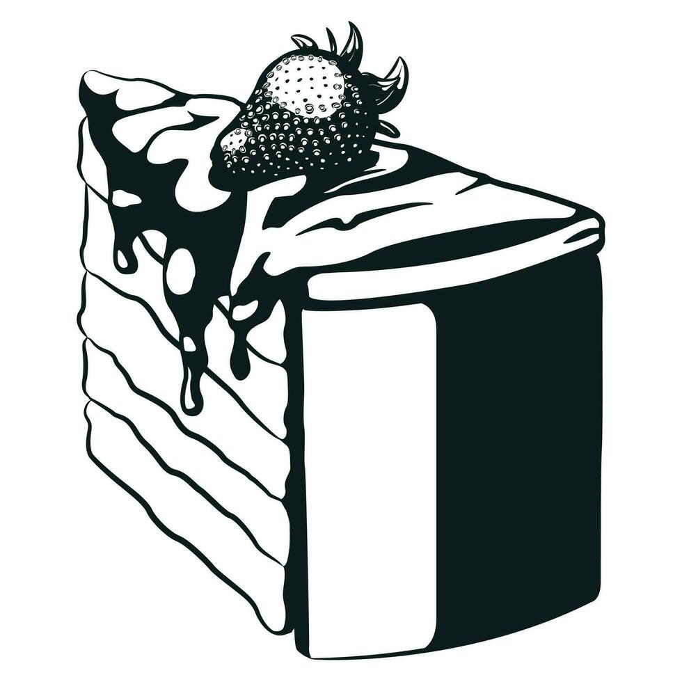 silhouette fraise gâteau tranche bonbons Pâtisserie vecteur