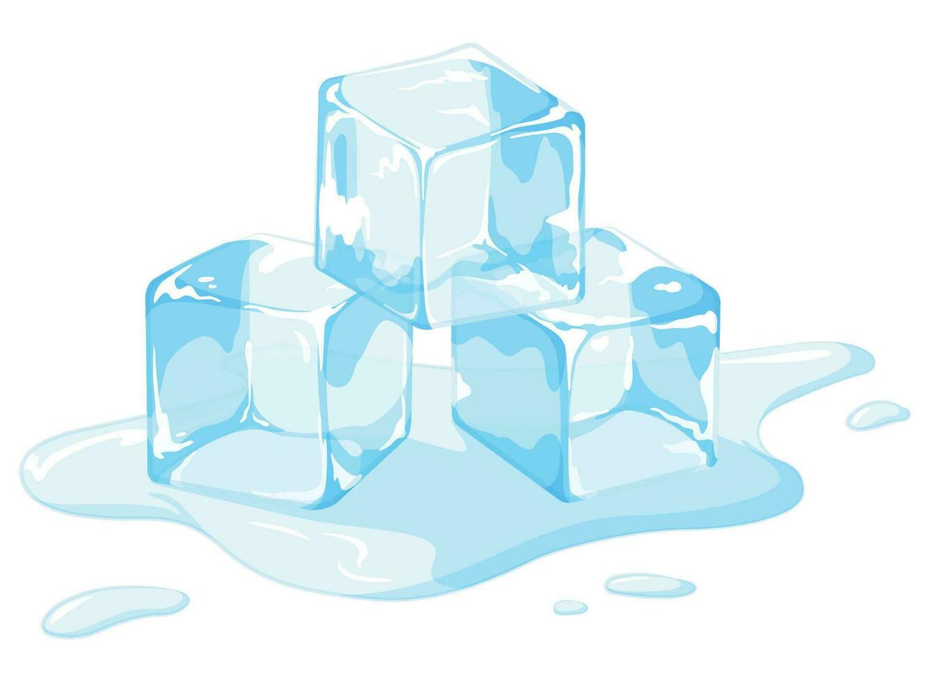 la glace cubes fusion du froid l'eau flaque vecteur