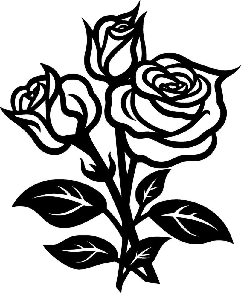 des roses, noir et blanc vecteur illustration