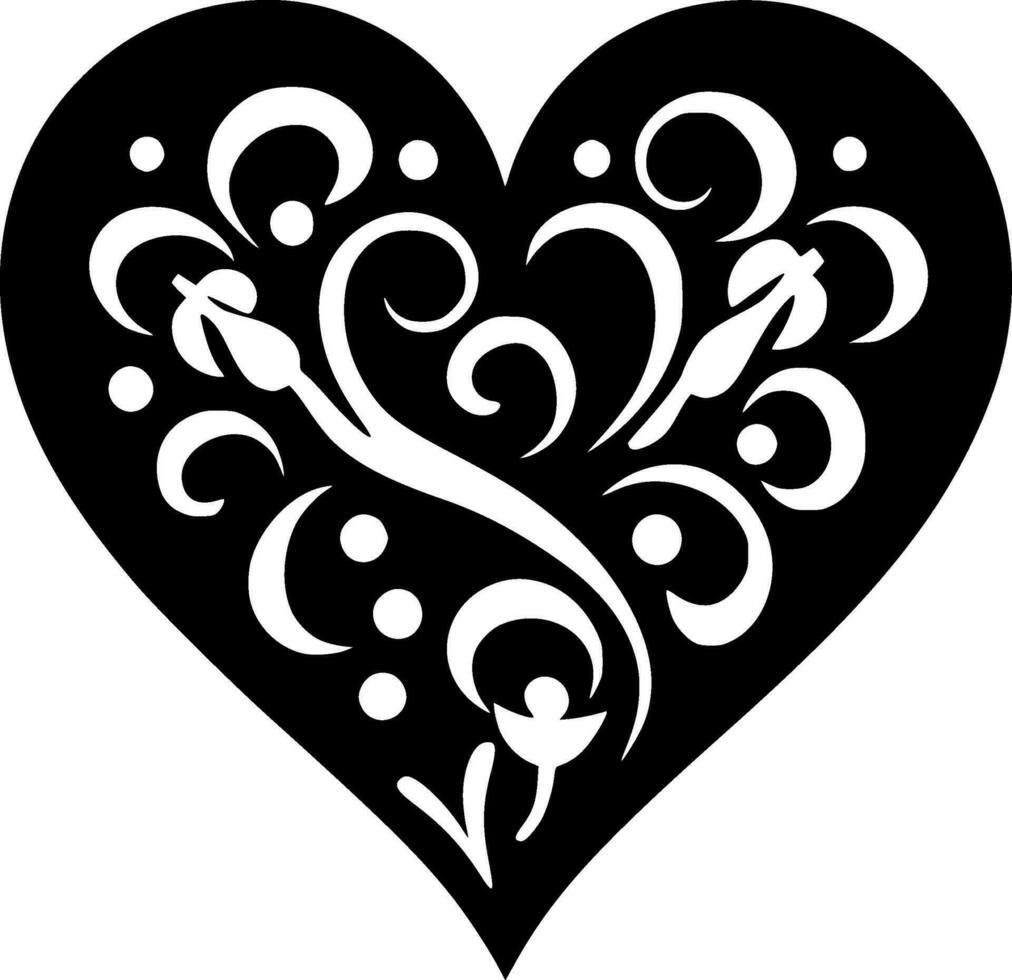 cœur - noir et blanc isolé icône - vecteur illustration