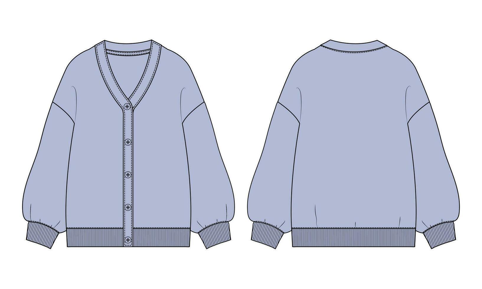 cardigan technique dessin mode plat esquisser vecteur illustration modèle pour Dames