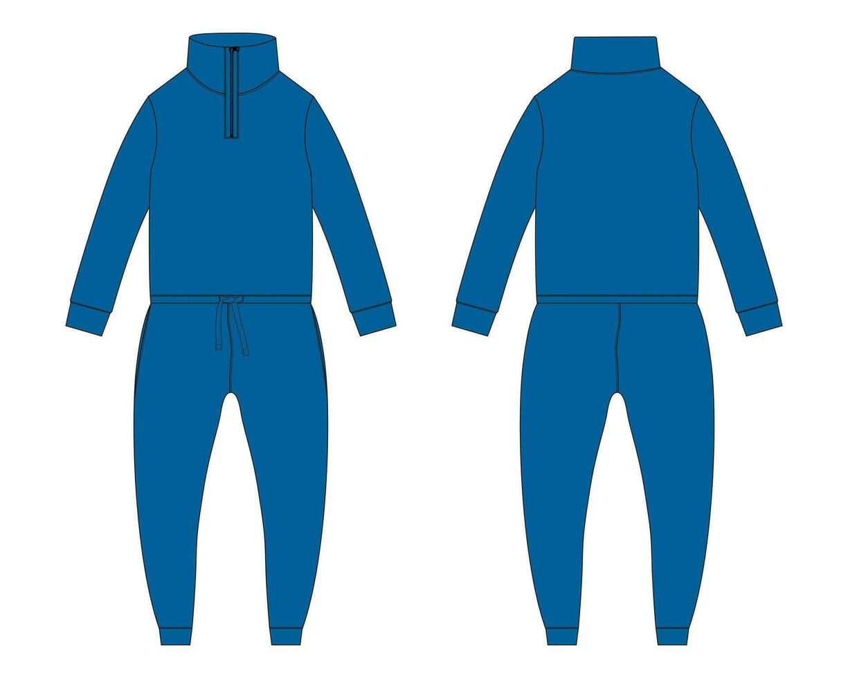 tout dans un le maillot de corps joggeur les pantalons de survêtement avec sweat-shirt hauts vecteur illustration modèle de face et retour vues