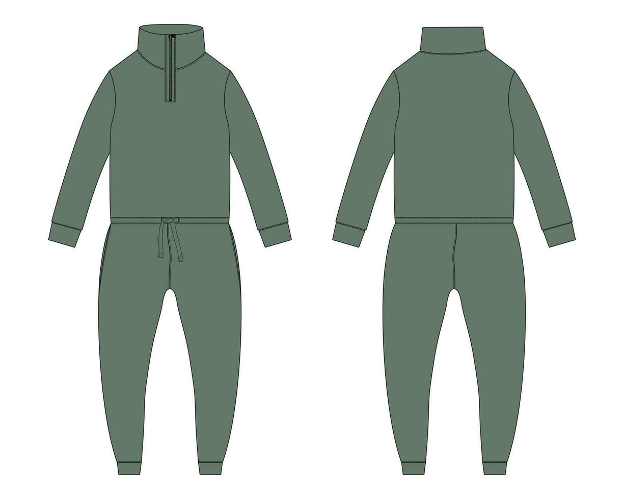 tout dans un le maillot de corps joggeur les pantalons de survêtement avec sweat-shirt hauts vecteur illustration modèle de face et retour vues