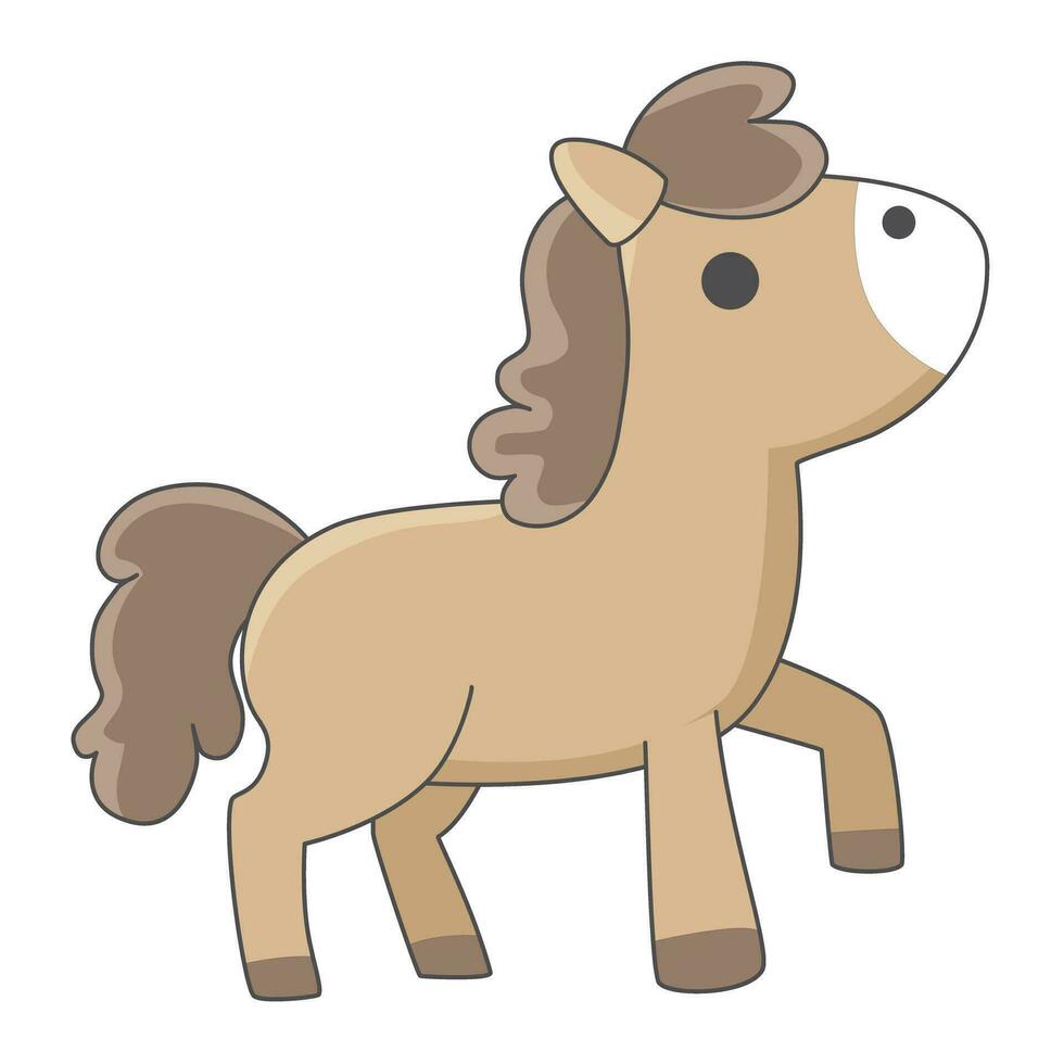 dessin animé cheval avec marron cheveux et marron yeux vecteur