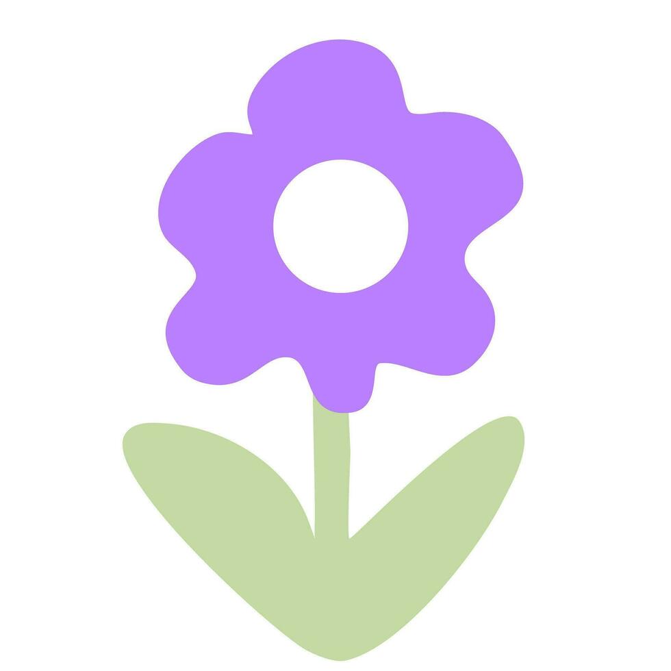 violet fleur avec vert feuilles sur une blanc Contexte vecteur