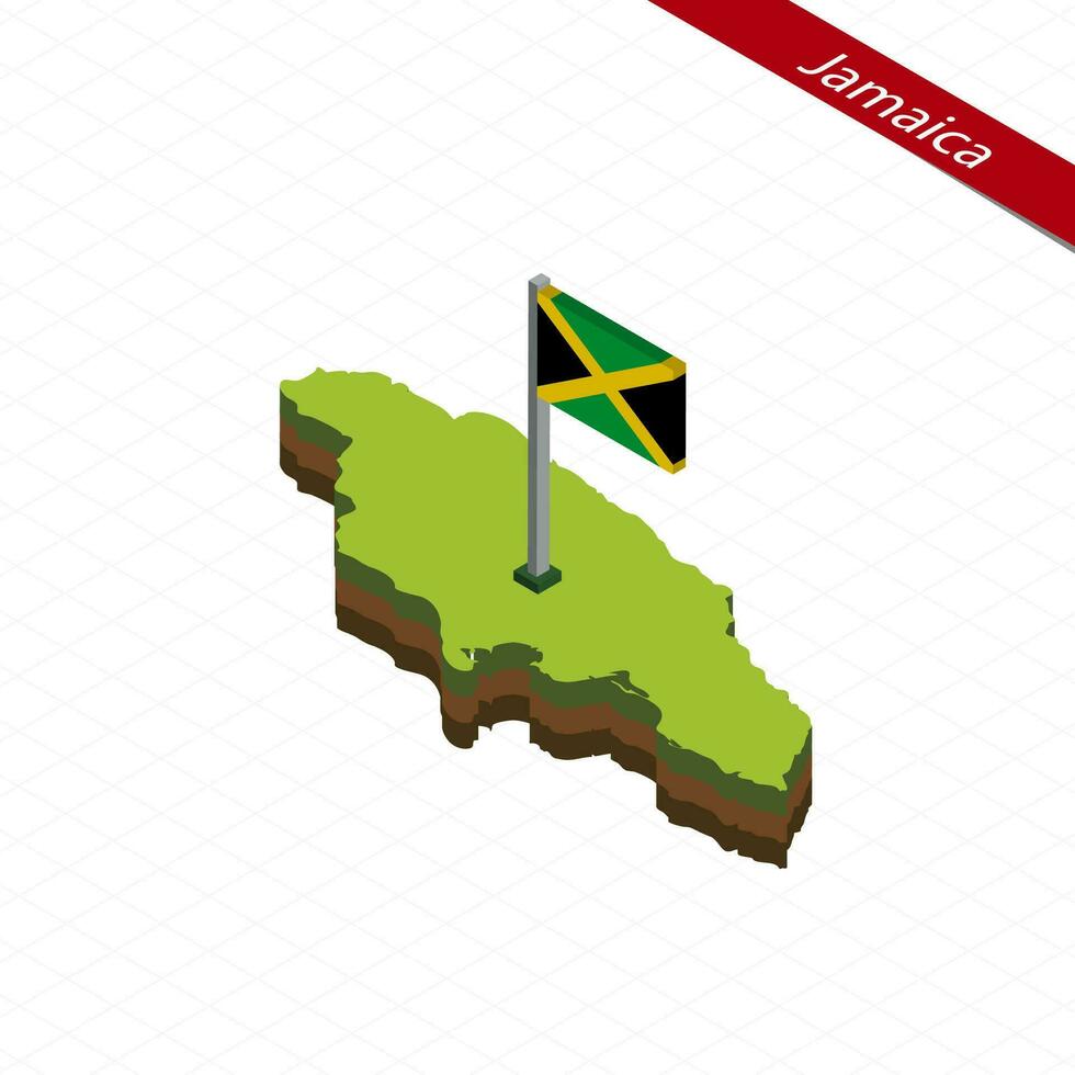 Jamaïque isométrique carte et drapeau. vecteur illustration.