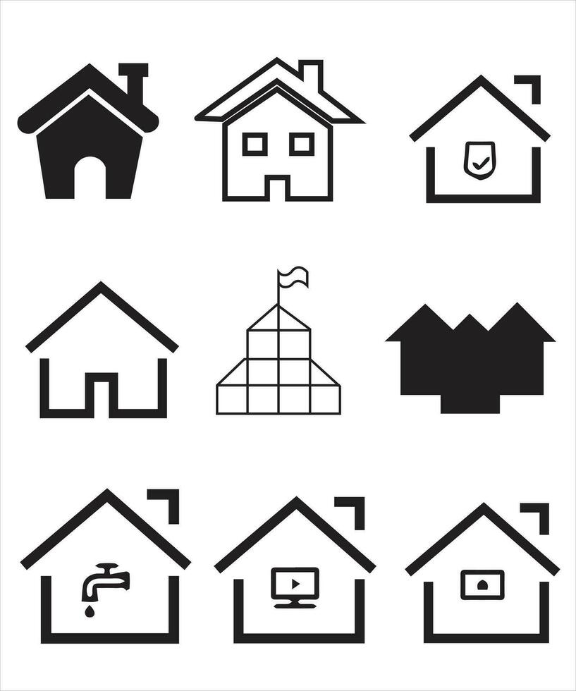 ensemble d'icônes fines de maisons et de biens immobiliers. collection de symboles de contour. trait vectoriel modifiable. 256x256 pixels parfait évolutif à 128px, 64px...