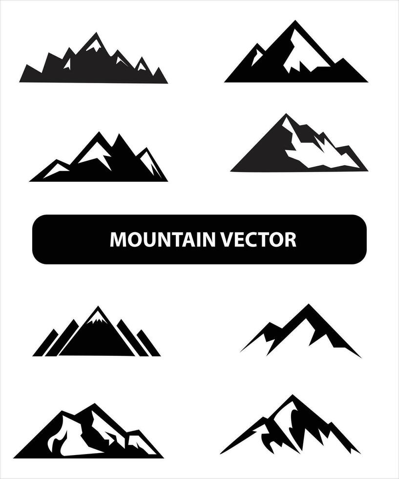 Montagne silhouette, bleu et noir rocheux Montagne illustration, vecteur conception, signe, symbole, Extérieur, empaqueter.