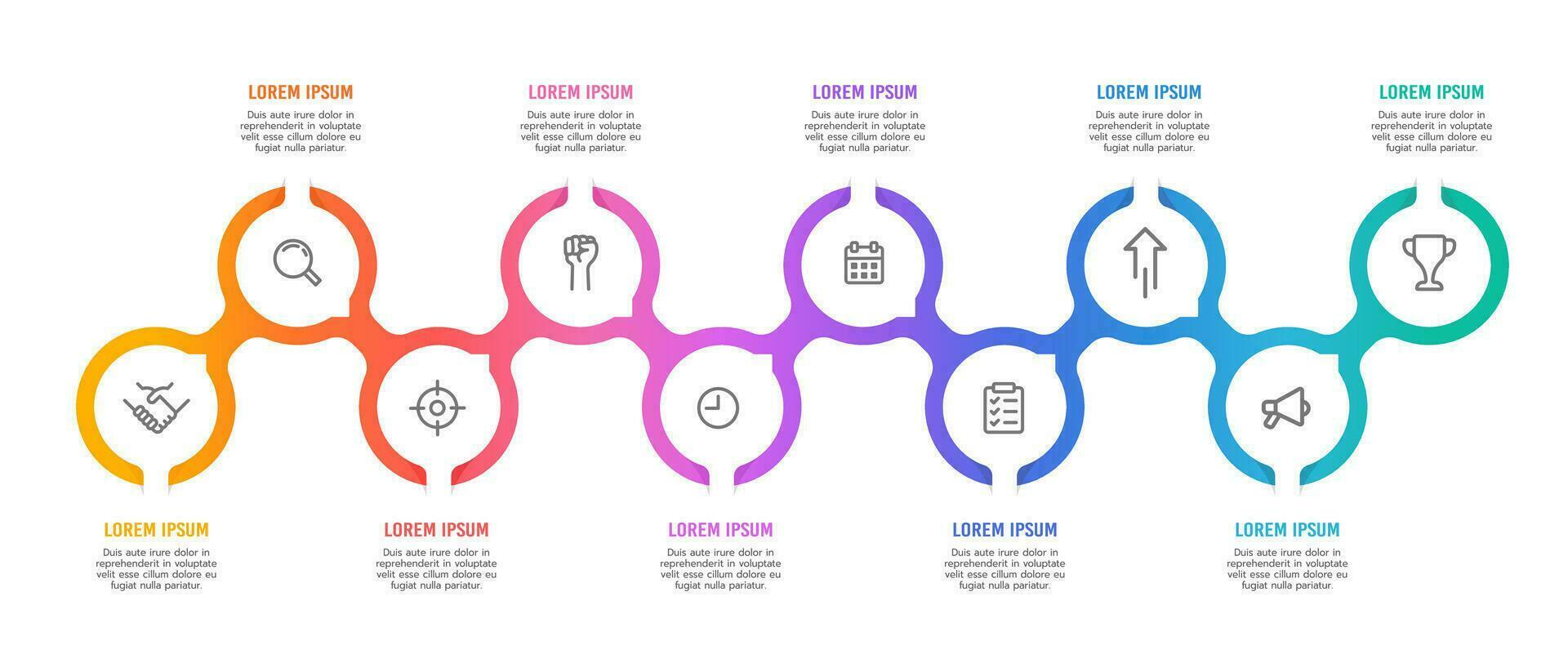 dix processus infographie avec Icônes à succès. vecteur illustration.