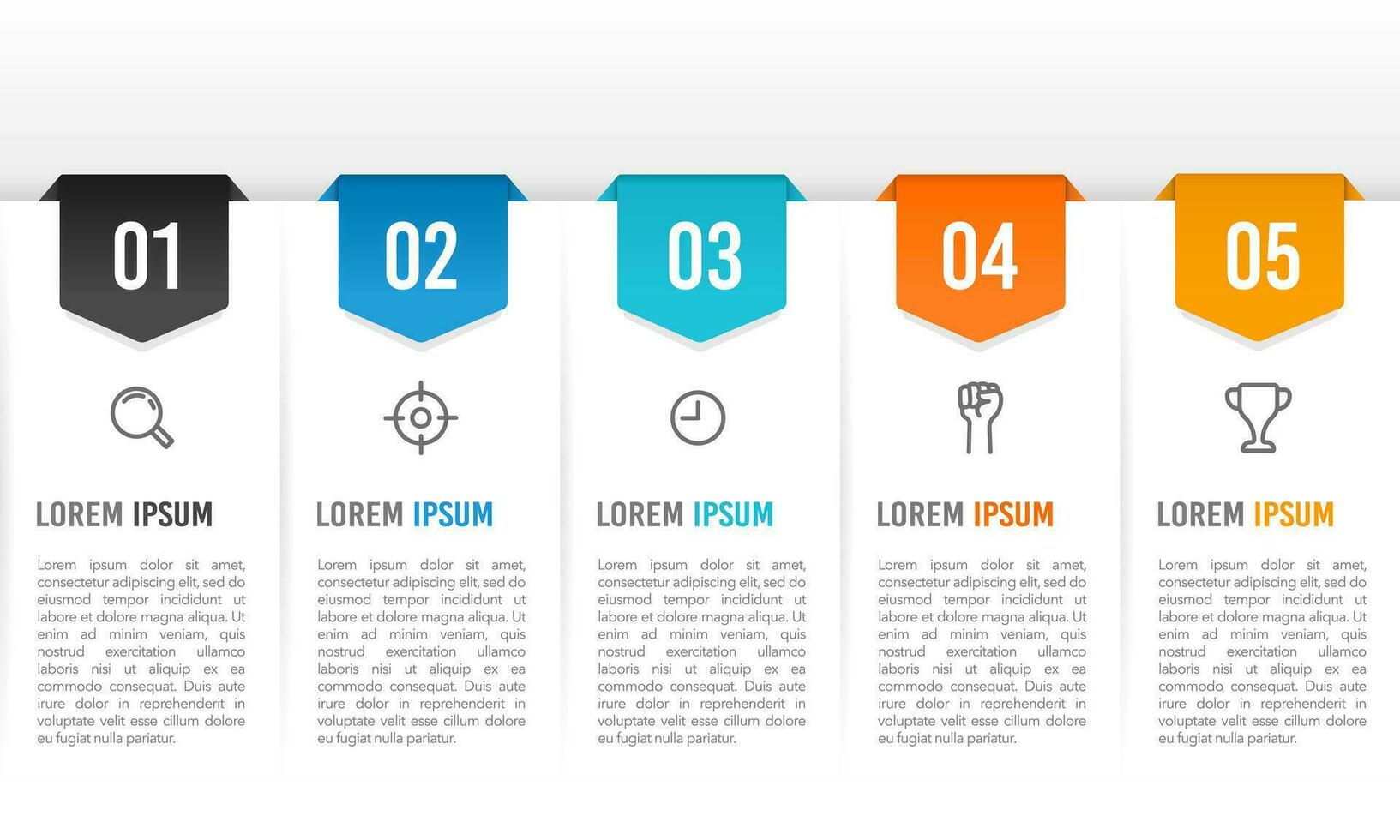 infographie 5 processus à succès. calendrier, feuille de route, et planification. vecteur illustration.