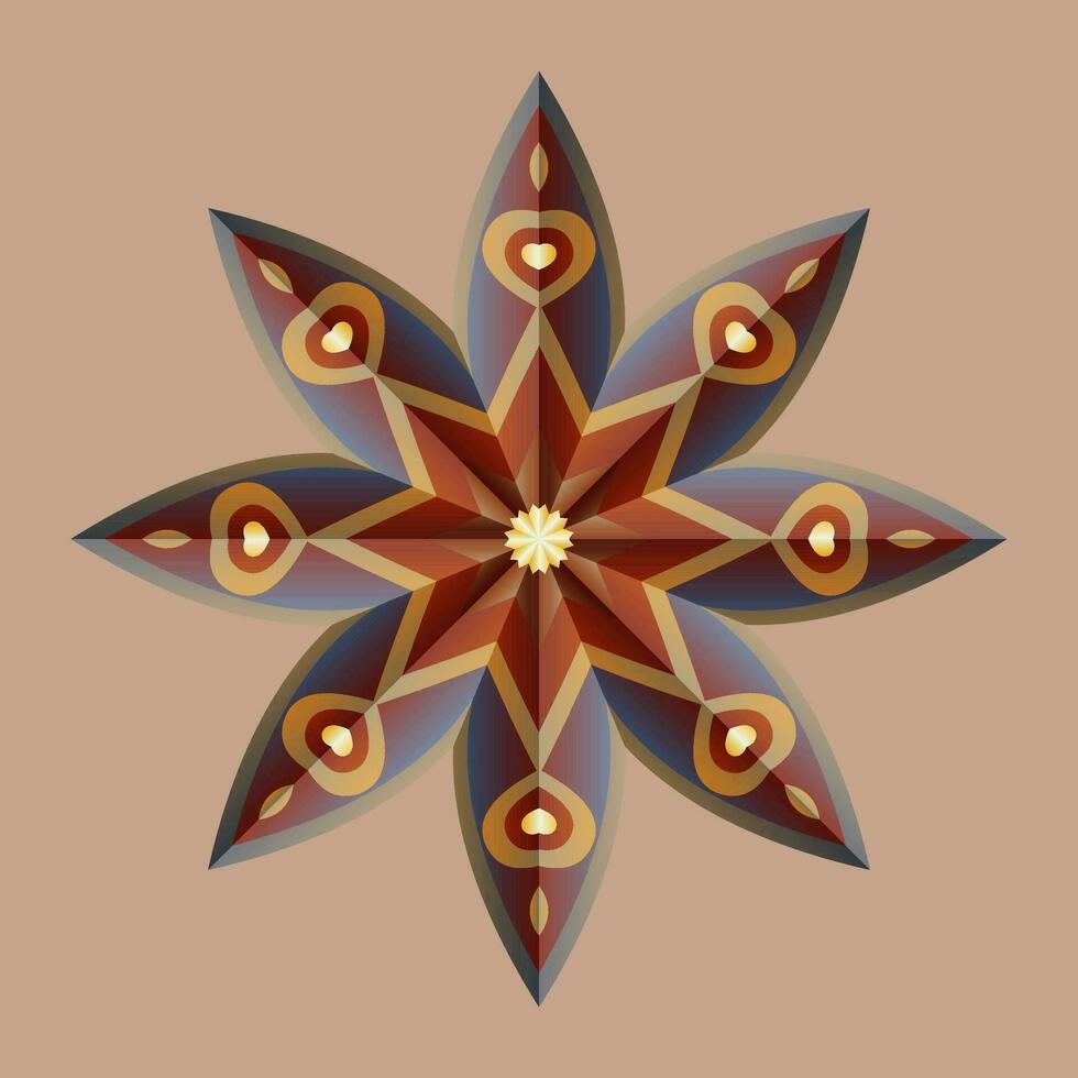 cette est une polygonal modèle. cette est une marron géométrique mandala. asiatique floral modèle. vecteur