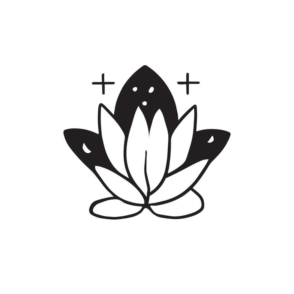 trouver interne paix avec cette captivant noir et blanc lotus yoga logo dans minimalisme style. une symbole de tranquillité et pleine conscience. vecteur